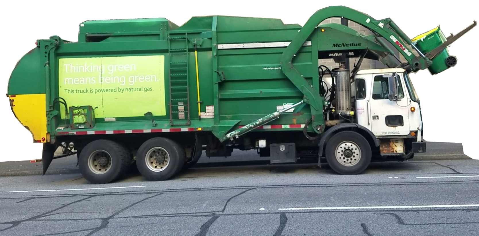 Front loader garbage truck pictured